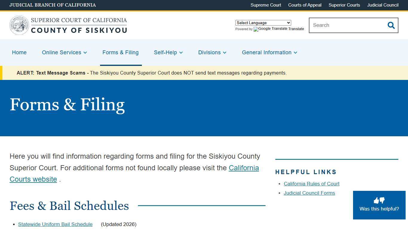 Forms & Filing Superior Court of California County of Siskiyou