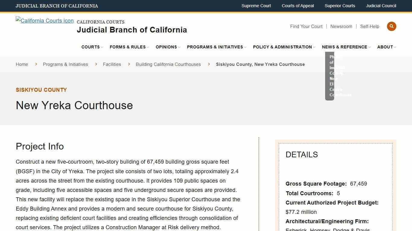 Siskiyou County, New Yreka Courthouse Judicial Branch of California